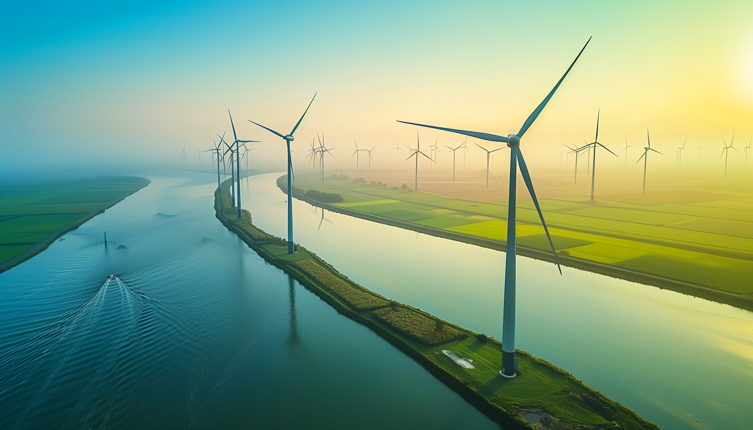 Serene Landscape with Wind Turbines