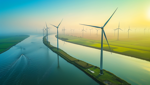 Serene Landscape with Wind Turbines