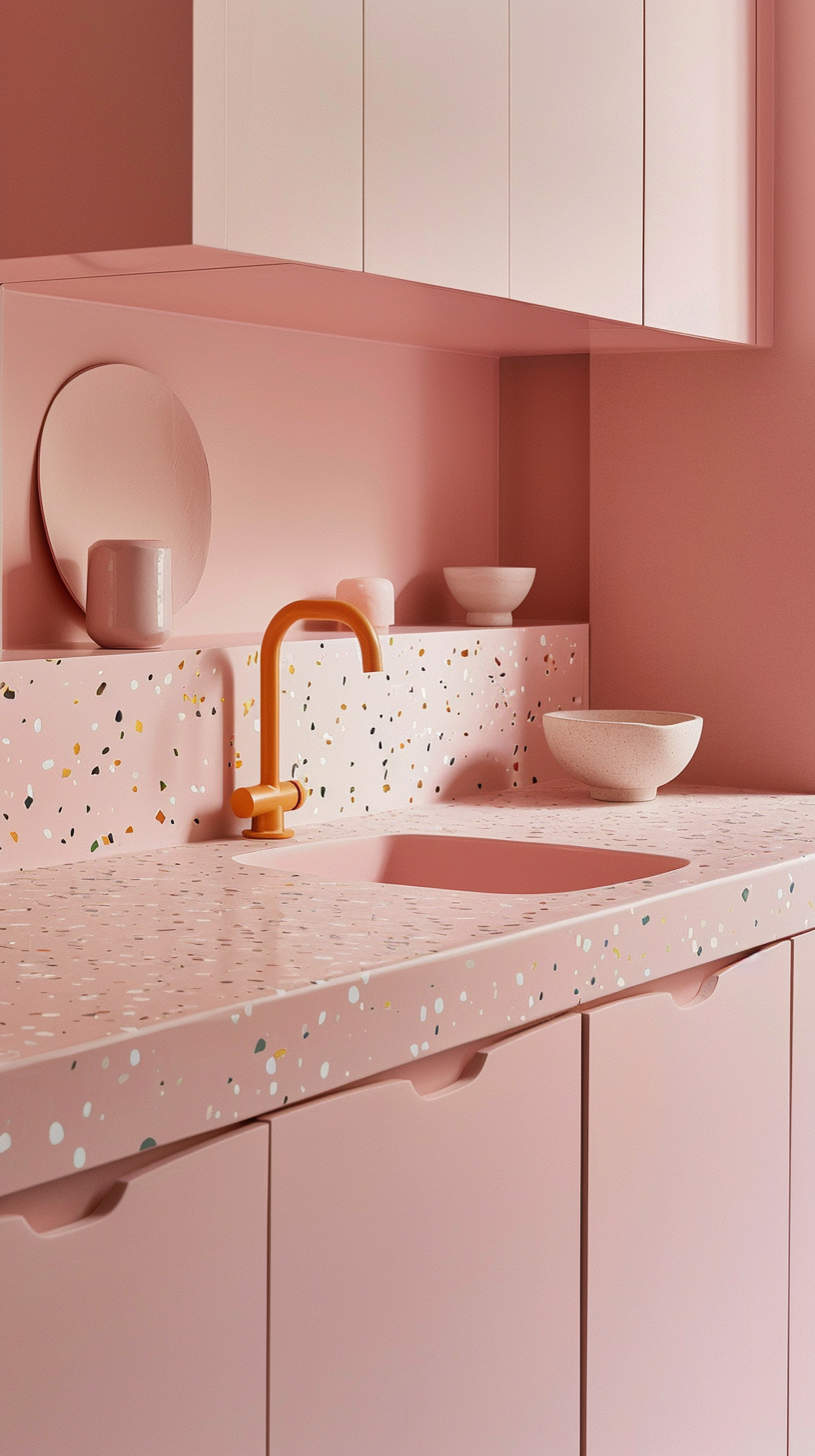 Stylish Contemporary Kitchen with Pink Hues Photo on Lummi