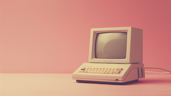 Vintage Computer on Pink