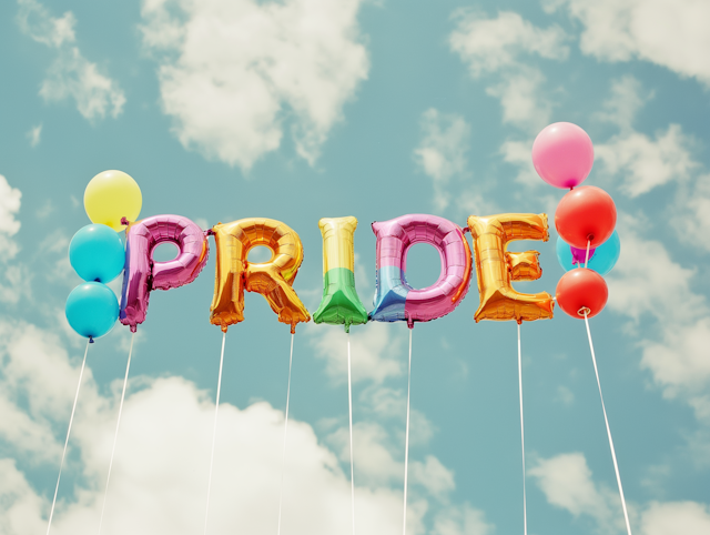 Pride Balloons in Blue Sky