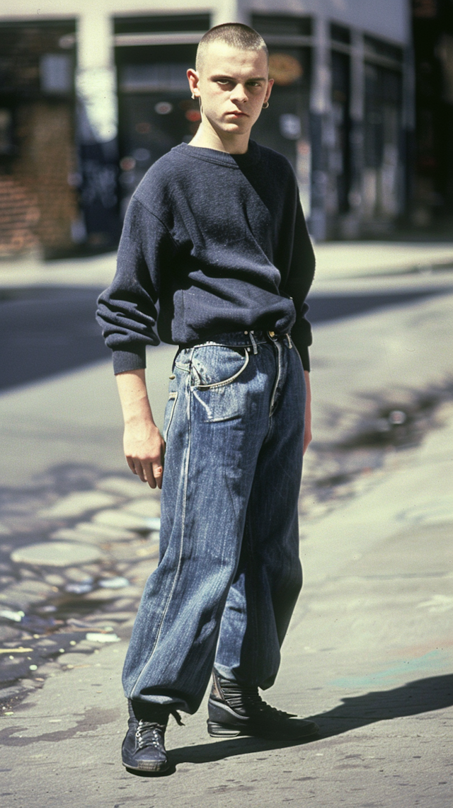 Young Man with Edgy Street Style