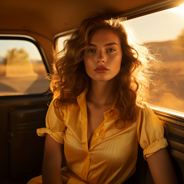 Woman in Sunlit Vehicle