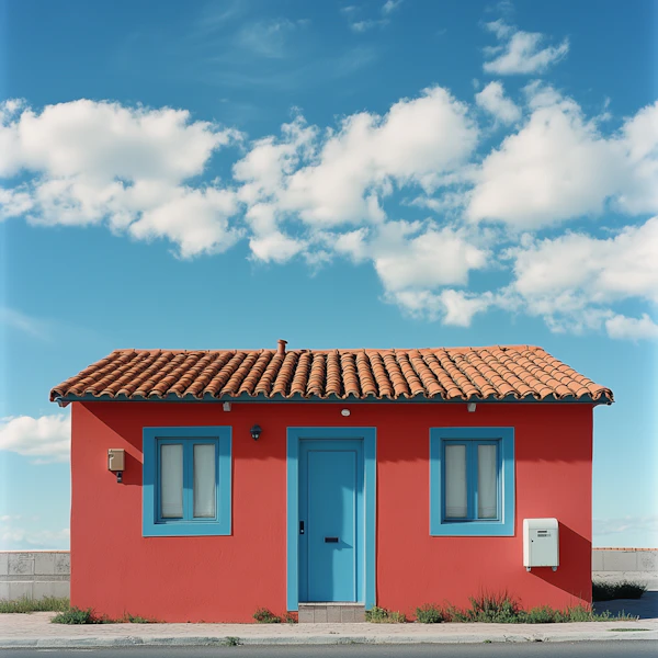 Red House Under Blue Sky