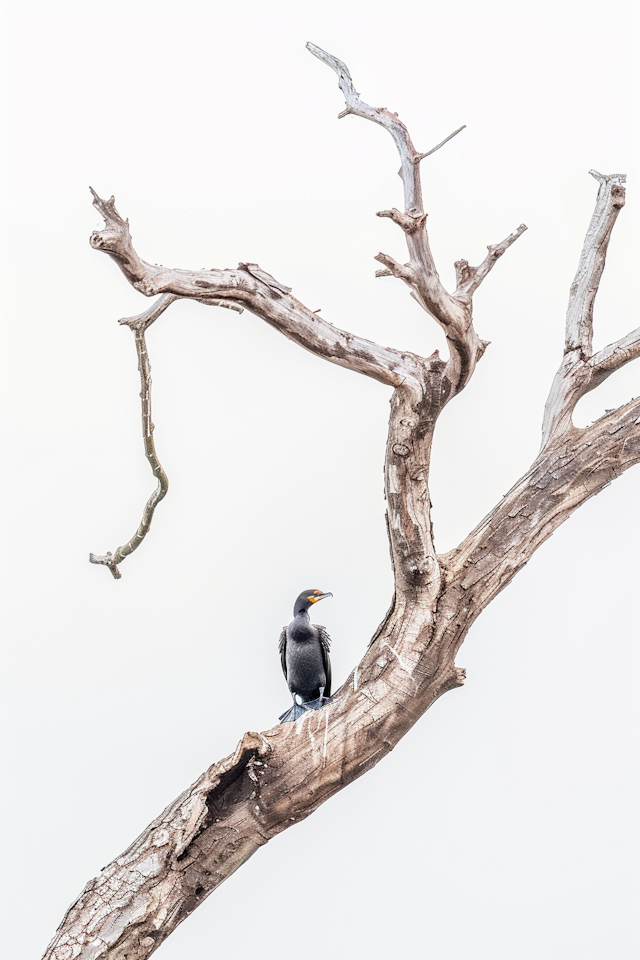 Solitary Cormorant on Twisted Branch