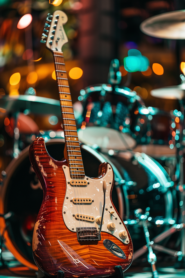 Sunburst Electric Guitar Close-Up