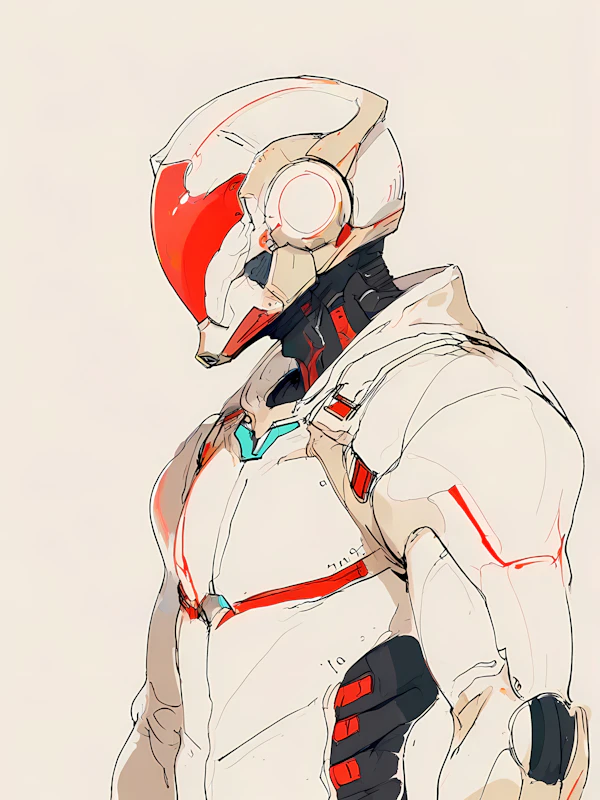 Futuristic Humanoid in High-Tech Armor