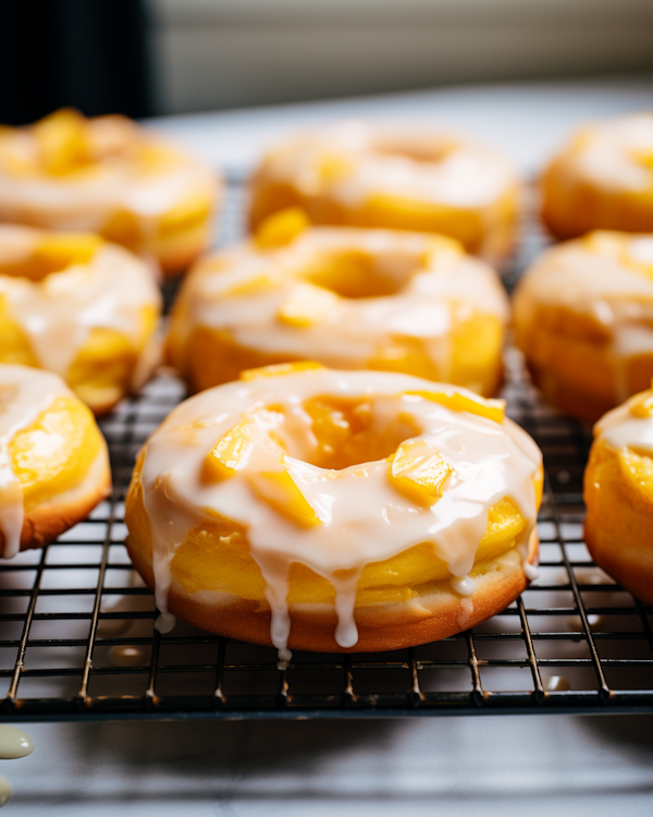 Glazed Golden Doughnuts with Fruit Topping