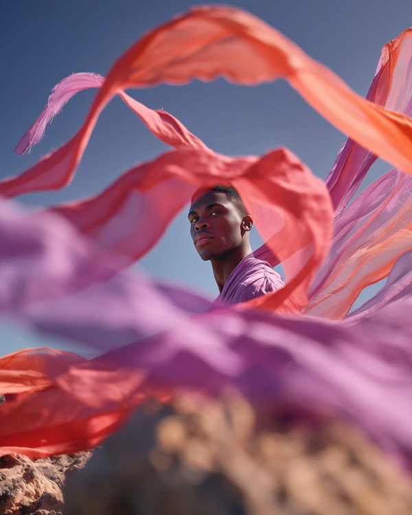 Vibrant Fabric Portrait