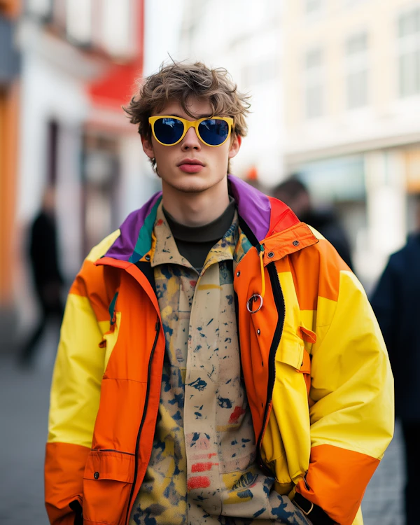 Young Man in Vibrant Jacket