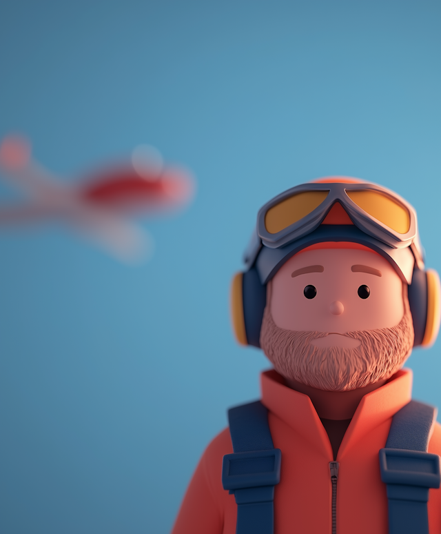 3D Illustration of a Male Aviator