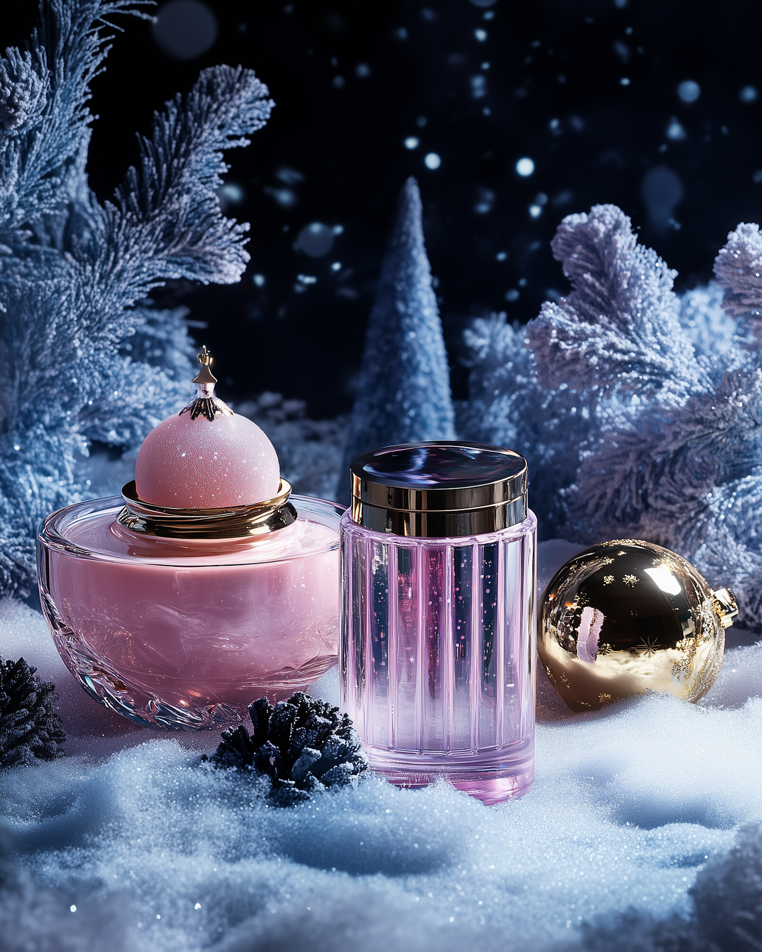 Winter-Themed Luxurious Cosmetic Arrangement