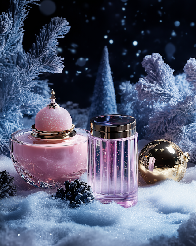 Winter-Themed Luxurious Cosmetic Arrangement