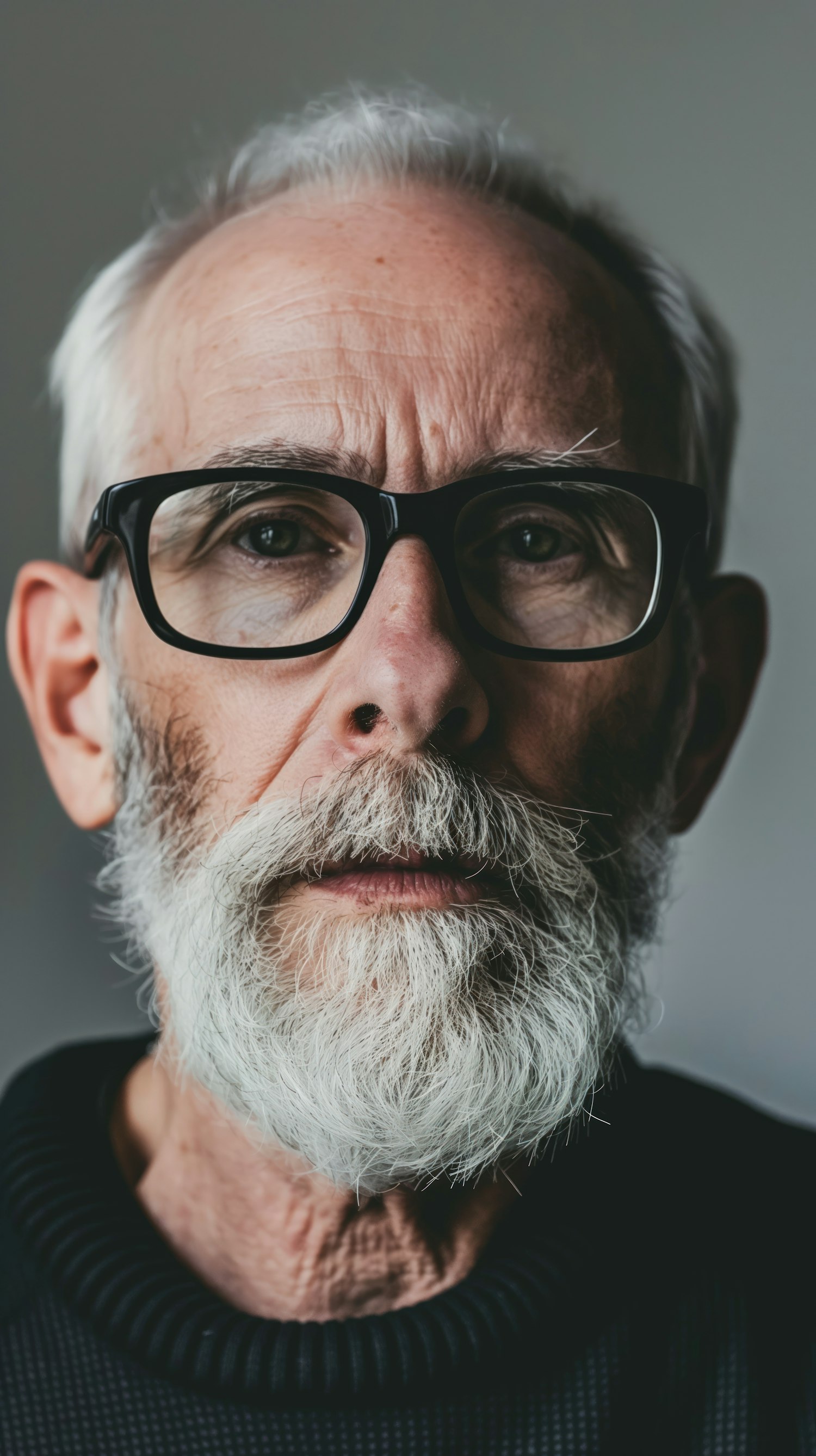 Elderly Man with White Beard and Glasses