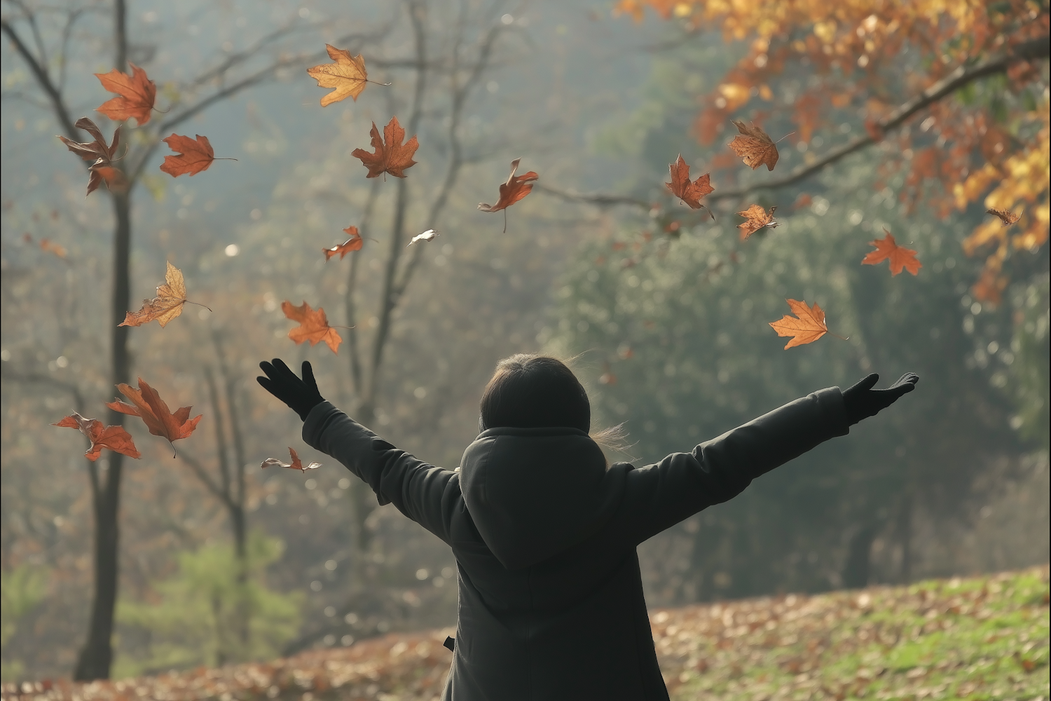 Person Enjoying Autumn Outdoors