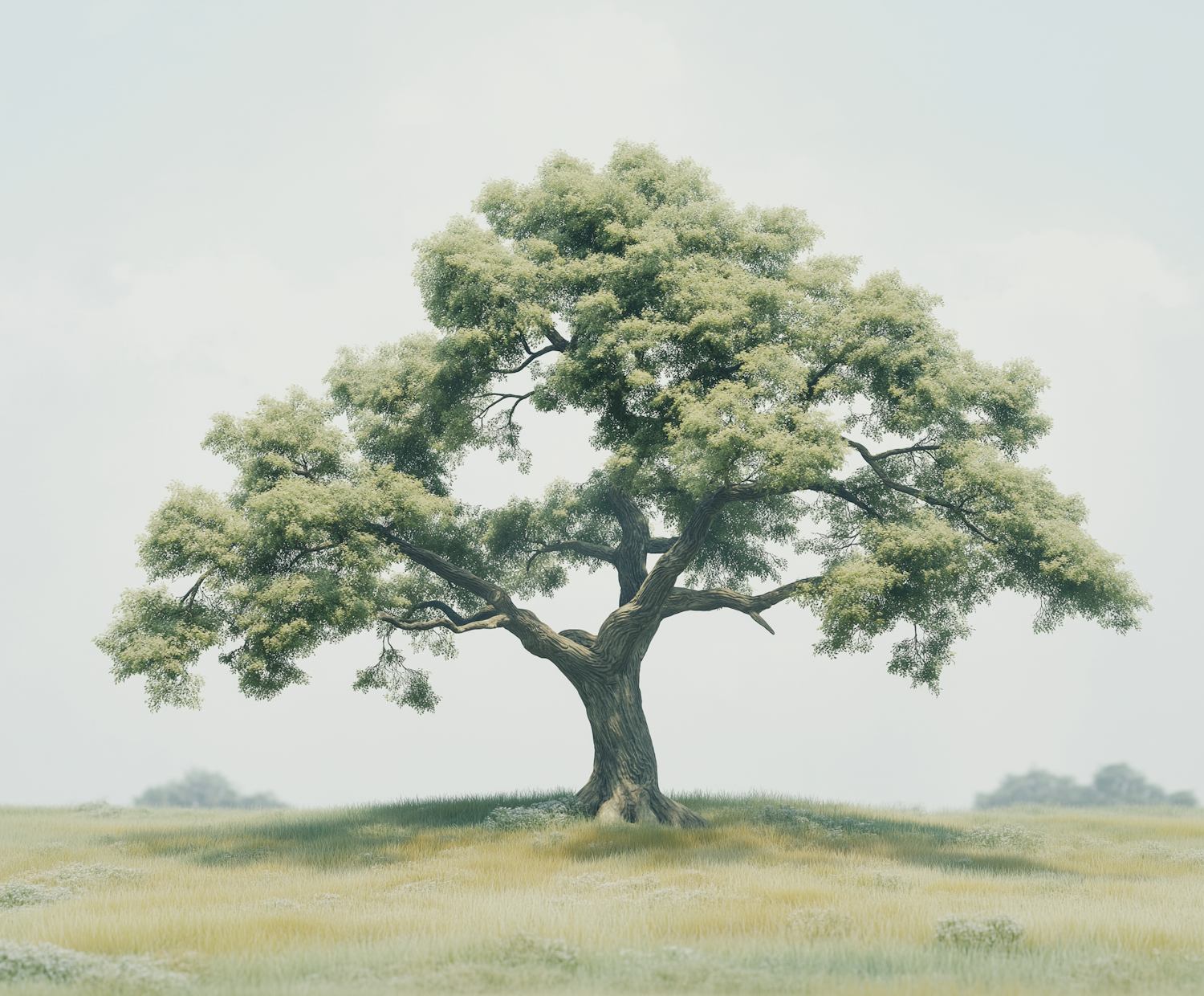 Majestic Solitary Tree in Serene Landscape