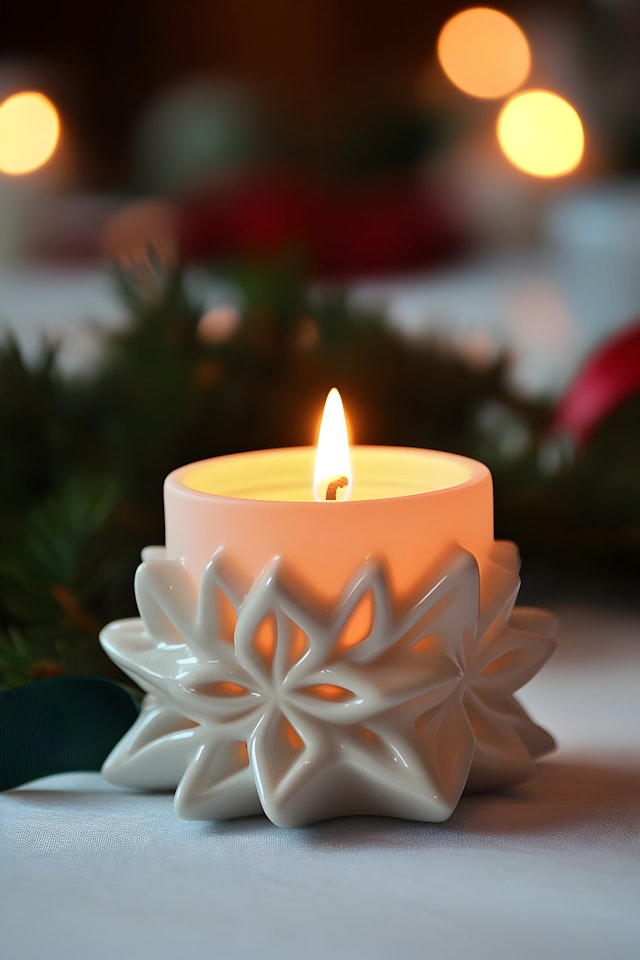 Candle in Snowflake Holder