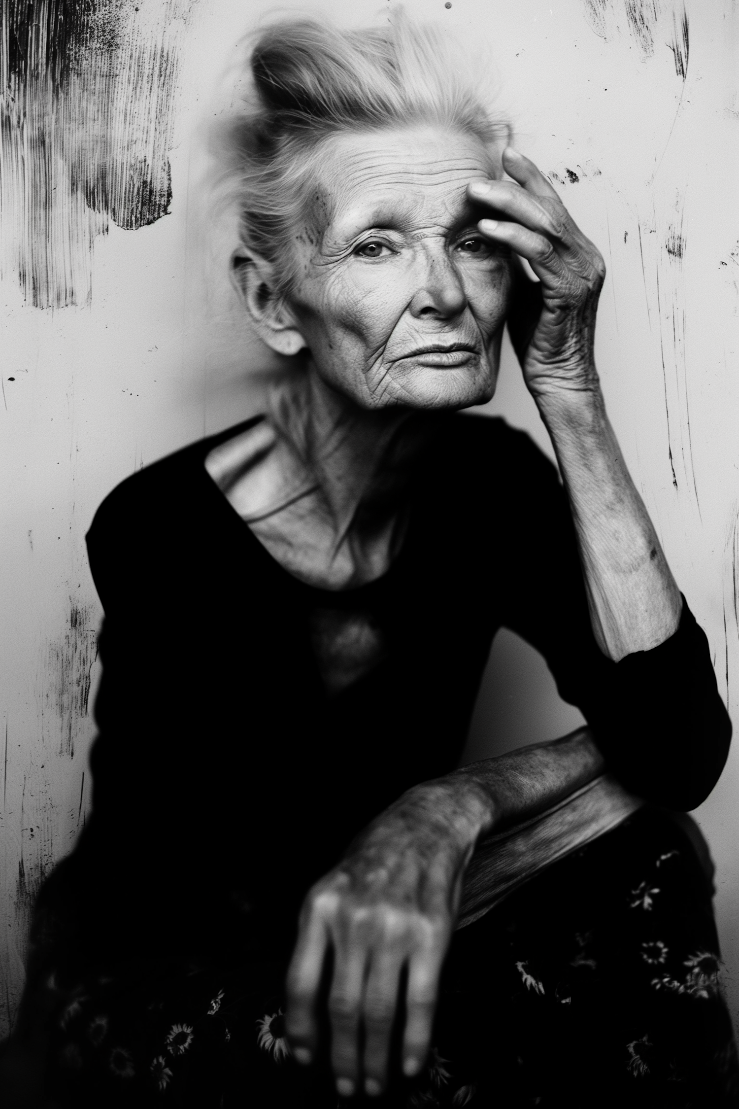 Thoughtful Elderly Woman Portrait