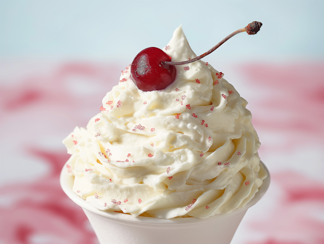 Whipped Cream and Cherry Close-Up