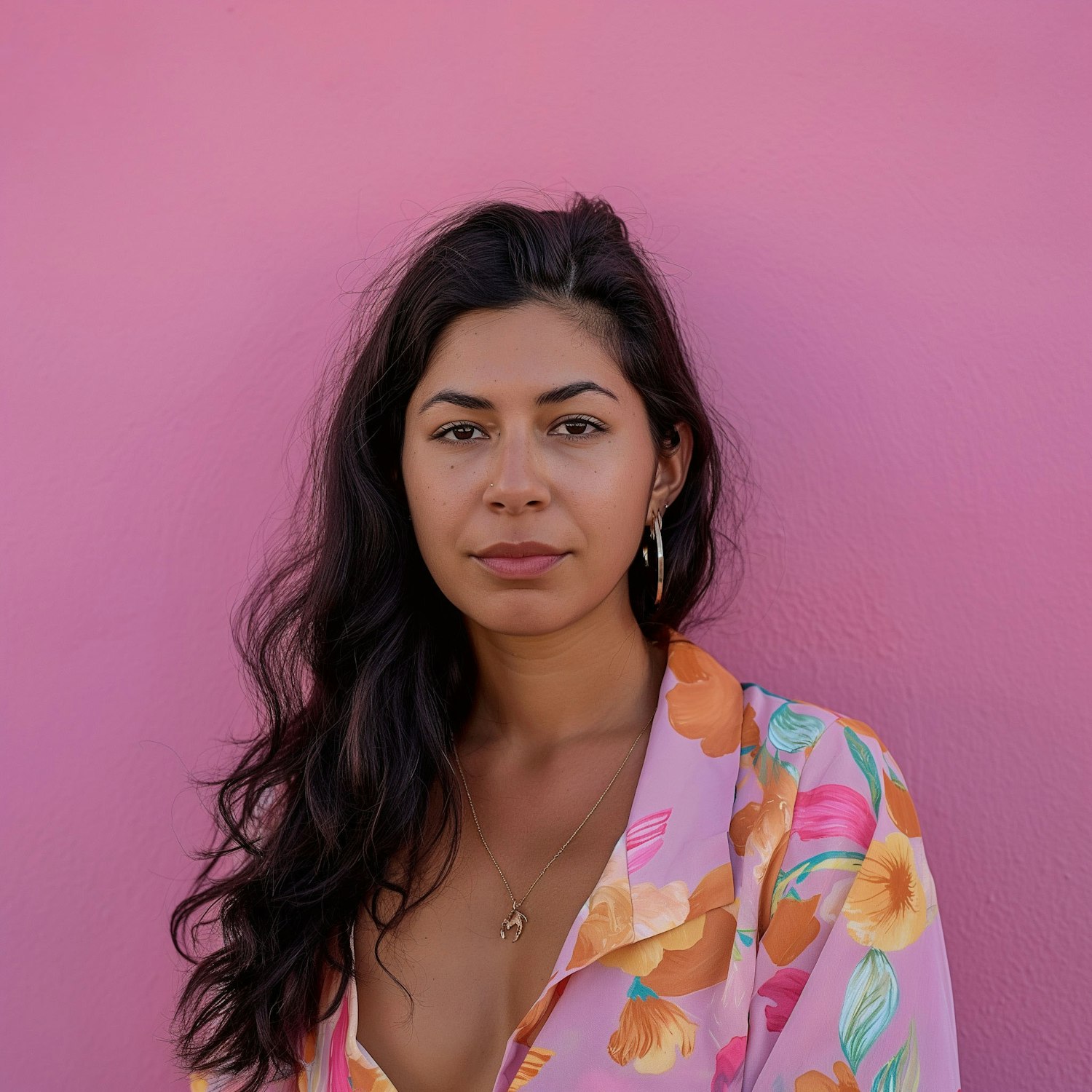 Serene Woman with Floral Robe