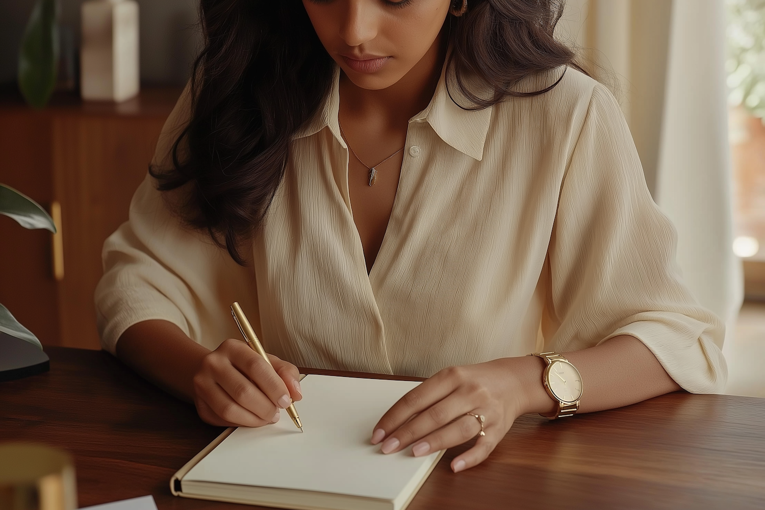 Woman Writing at Table