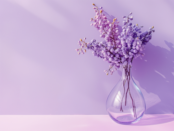 Elegant Purple Wisteria in Glass Vase