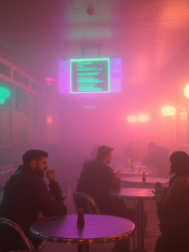 Neon Café Scene