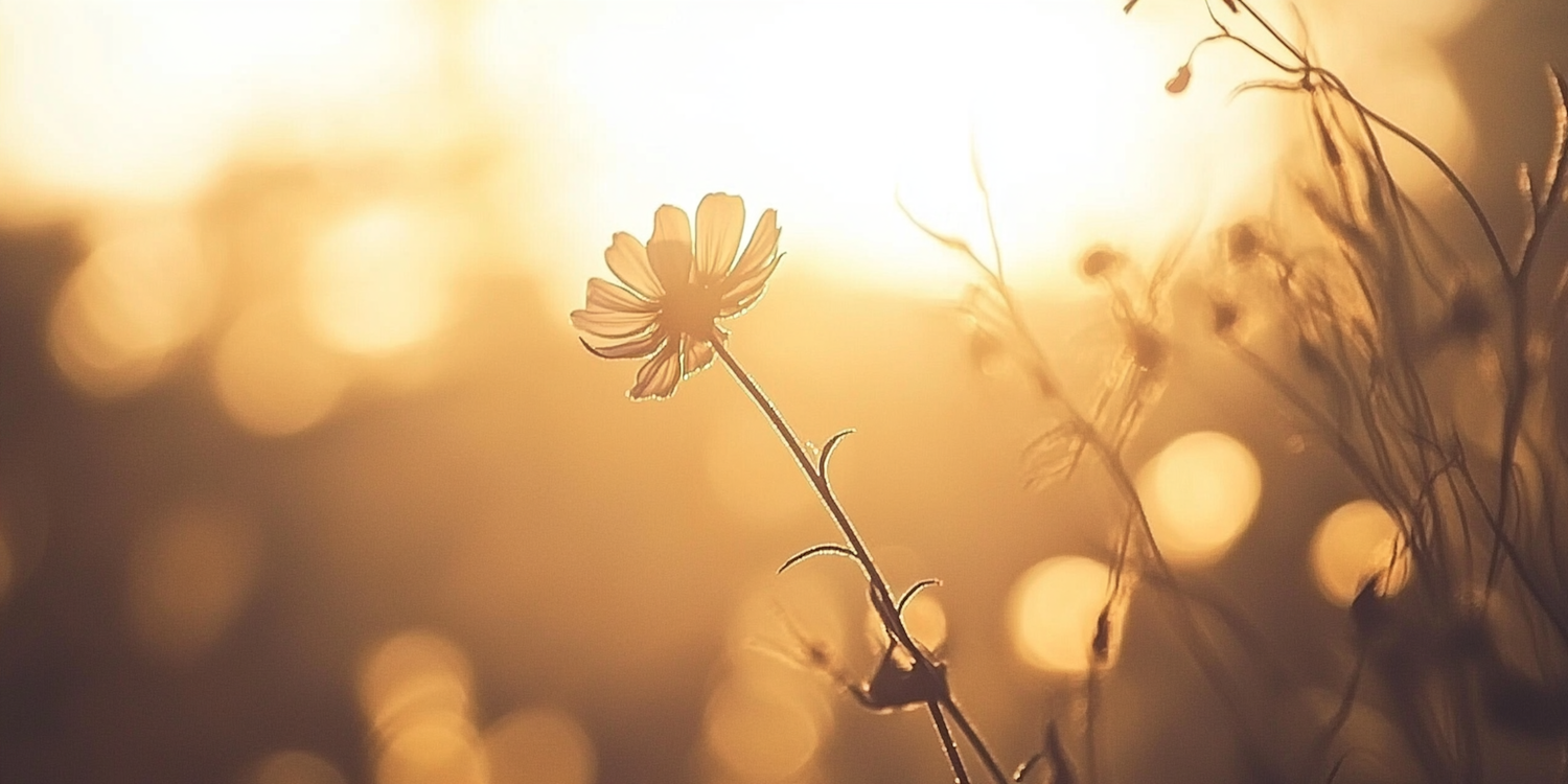 Silhouetted Flower at Sunset