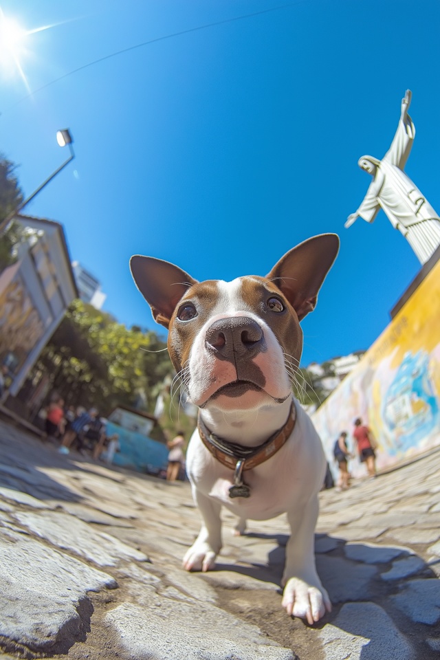 Curious Dog at Landmark