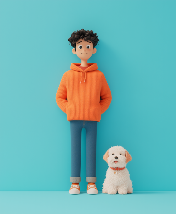 Boy and Dog Render