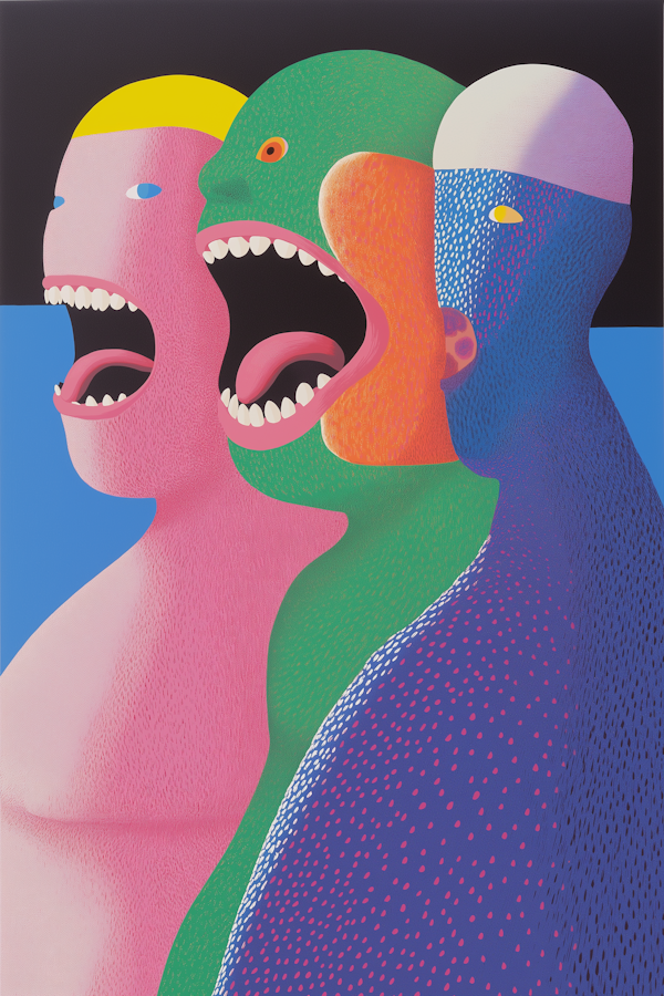 Abstract Colorful Figures with Exaggerated Expressions