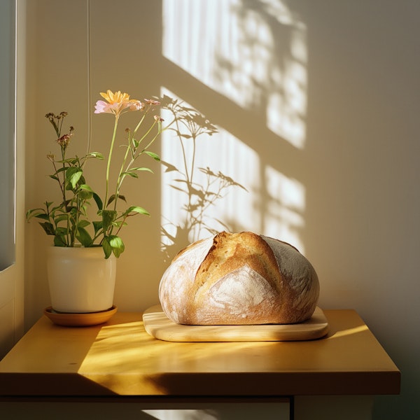 Serene Bread and Plant Scene