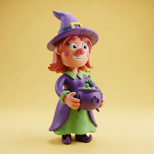 Cheerful Witch Claymation