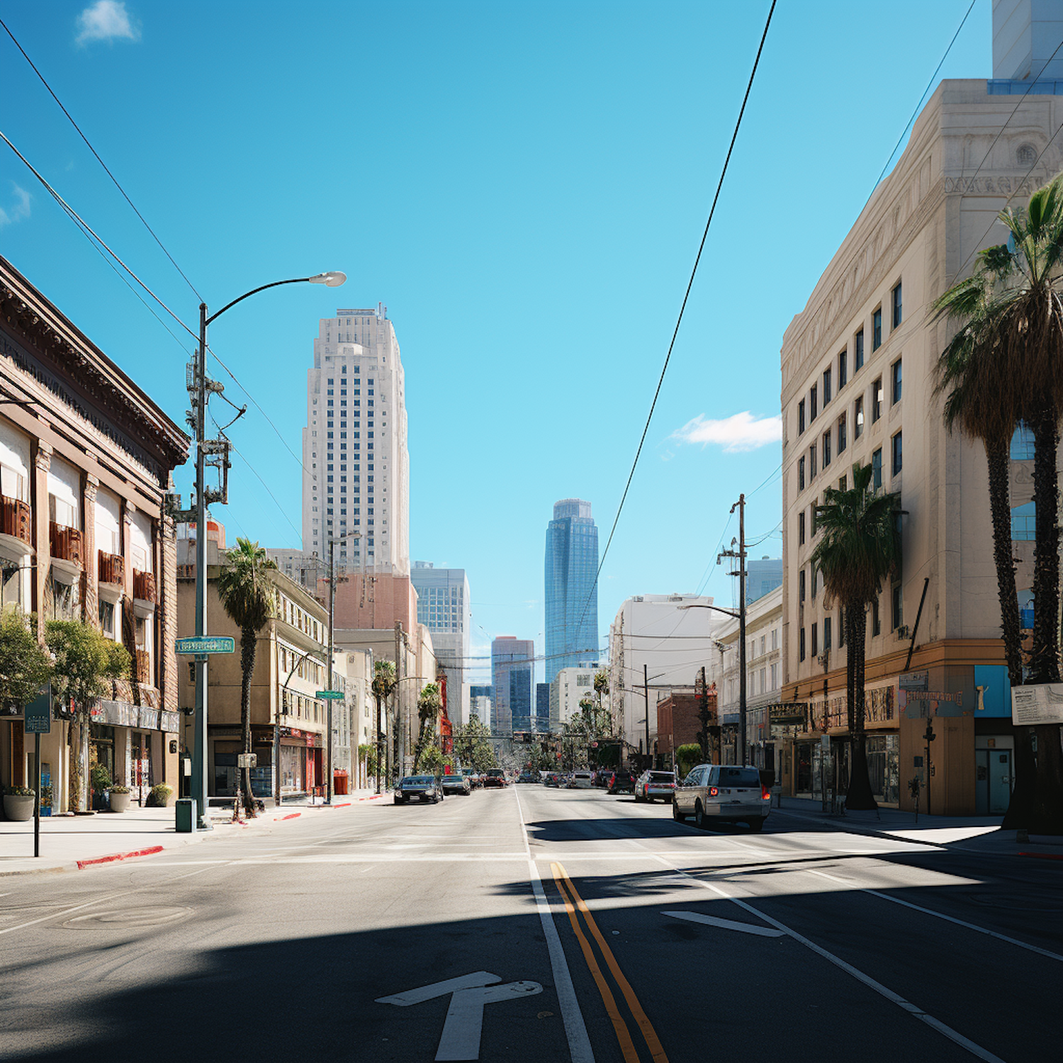 Sunny Urban Vista with Palms