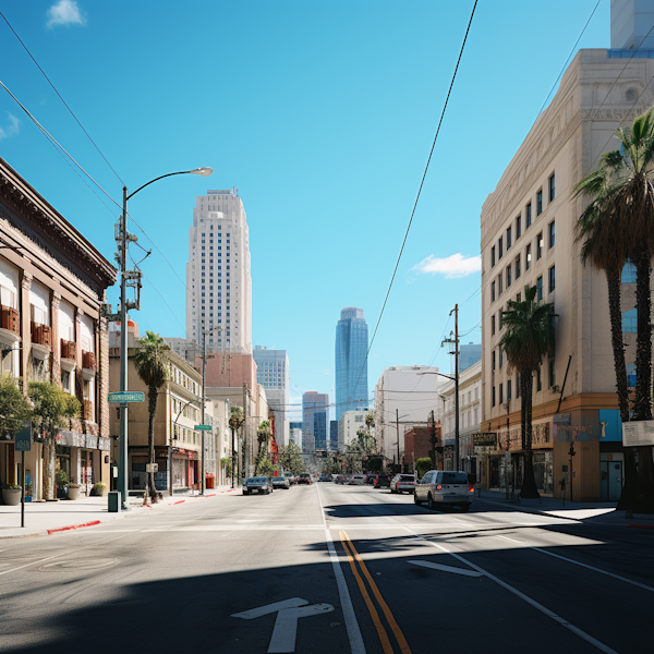 Sunny Urban Vista with Palms