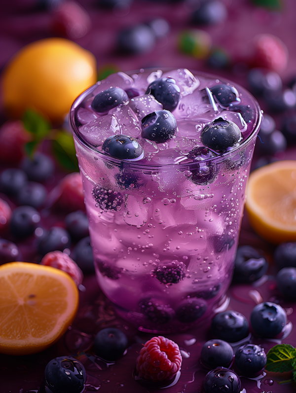 Purple Beverage with Blueberries and Citrus