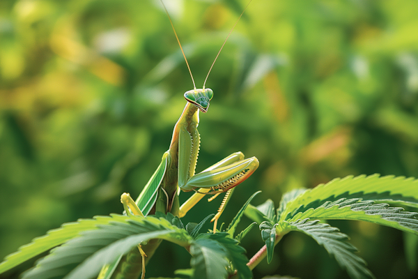 Green Praying Mantis on Plant