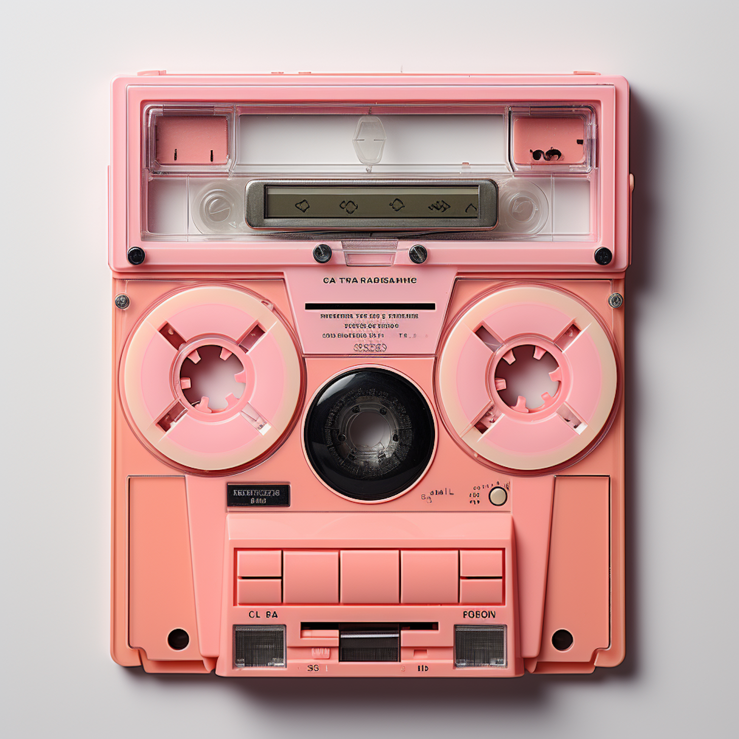 Vintage Pastel Pink Cyrillic Cassette Tape Recorder