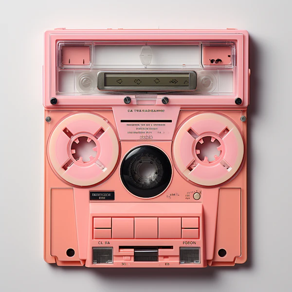 Vintage Pastel Pink Cyrillic Cassette Tape Recorder