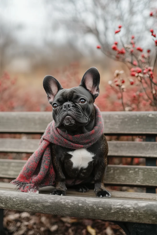 French Bulldog in Scarf