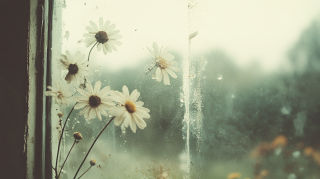 Daisies Against Windowpane