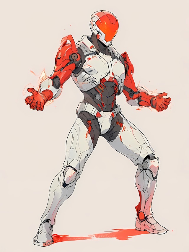 Futuristic Humanoid in Armored Suit