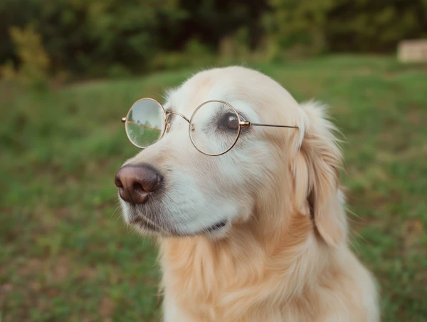 Golden Retriever with Glasses