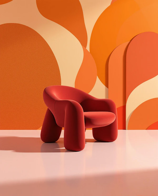 Bold Red Sculptural Chair