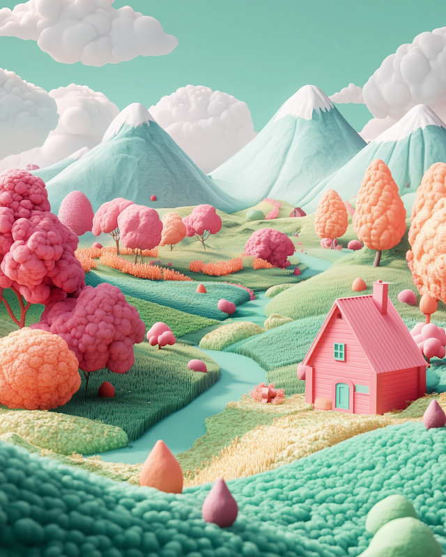 Whimsical Pastel Landscape