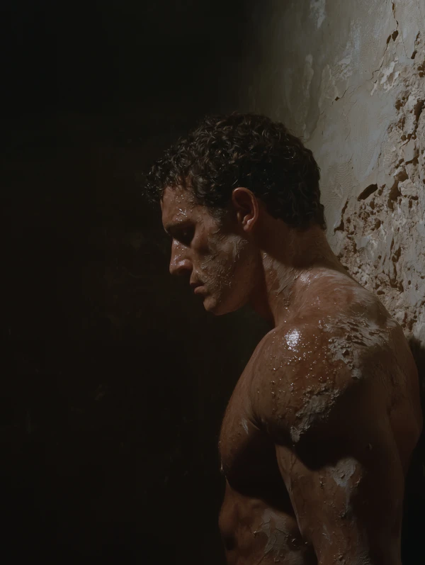 Contemplative Muscular Male