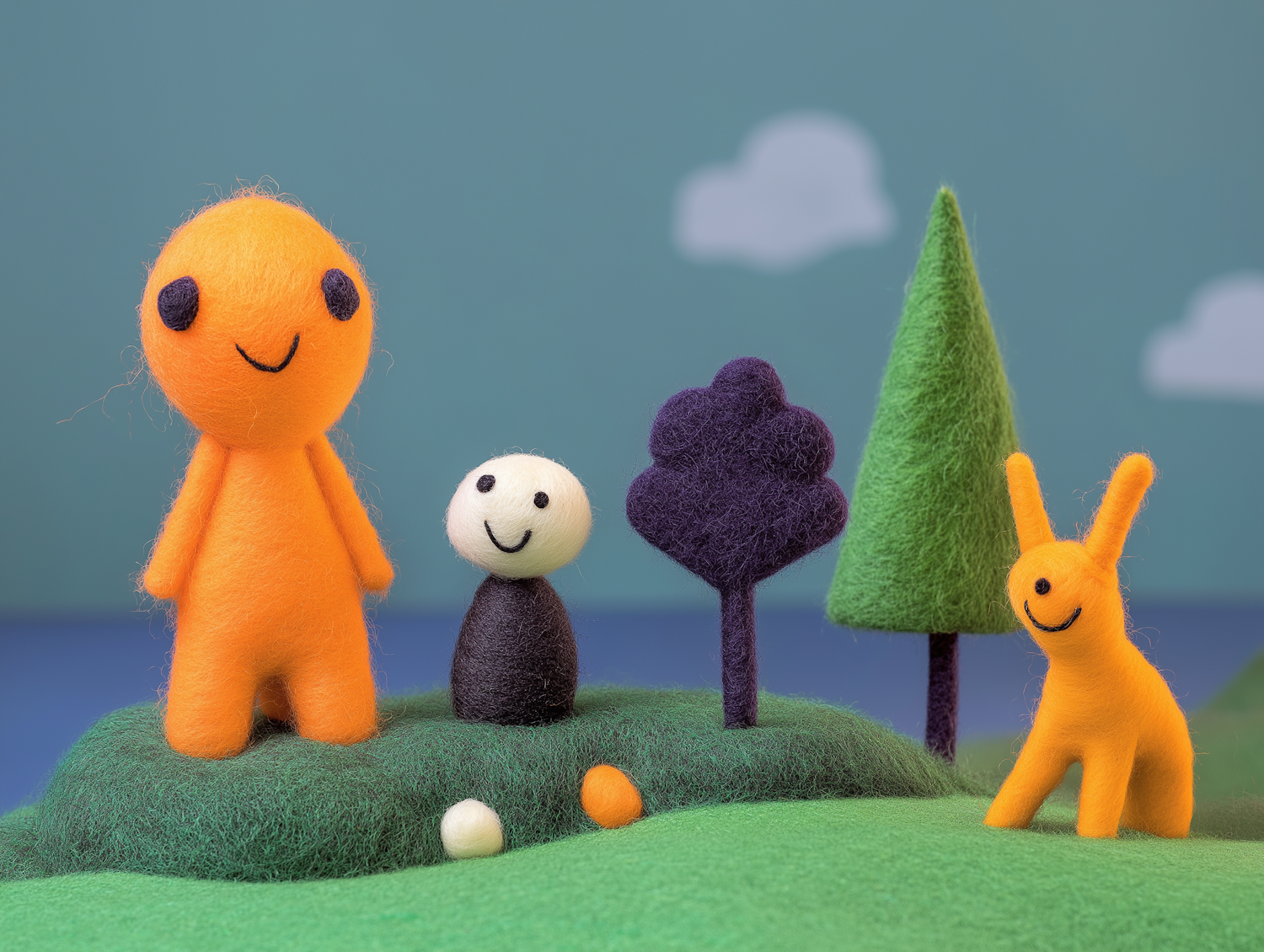 Whimsical Felted Wool Scene