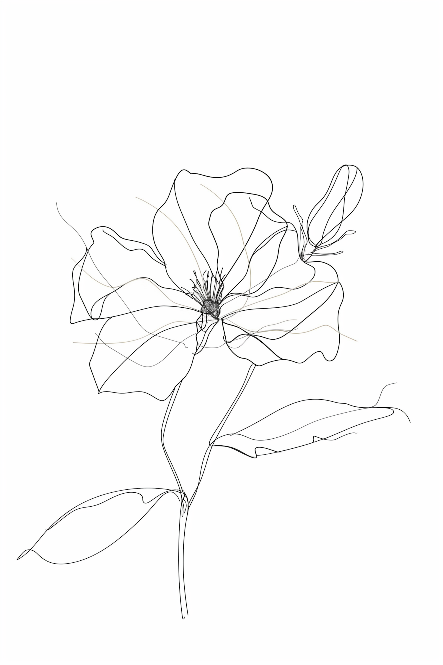 Delicate Line Drawing of a Flower