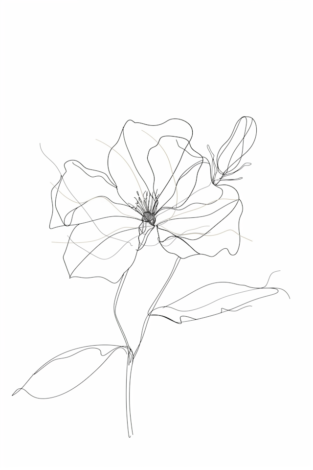 Delicate Line Drawing of a Flower