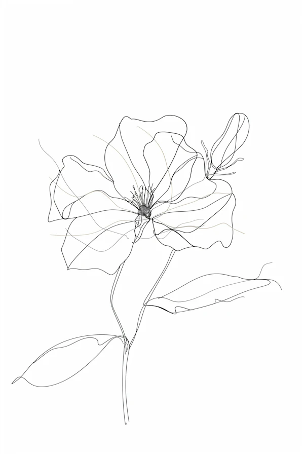 Delicate Line Drawing of a Flower